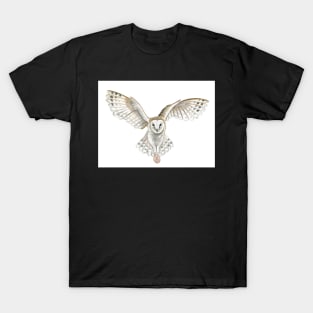 Watercolor Barn Owl Flying T-Shirt